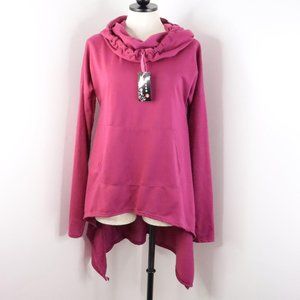 New Ziranmei Fashion Women's M Pink Pullover Cowl Neck Draped Hoodie Sweatshirt